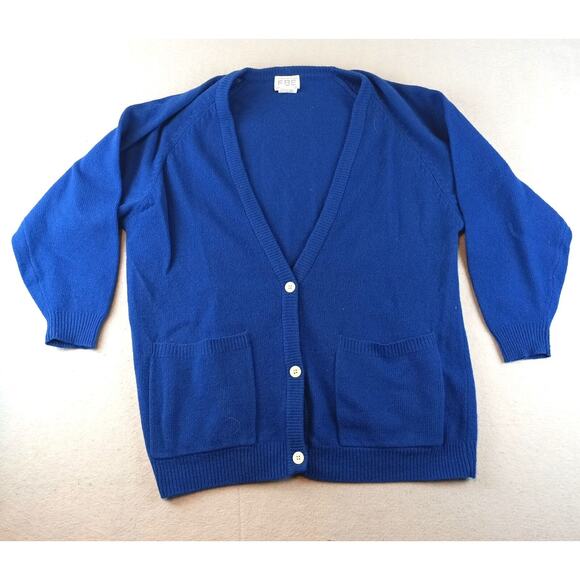 Vintage FABE Womens Wool V Neck Cardigan Sweater Size M Royal Blue - Picture 1 of 10
